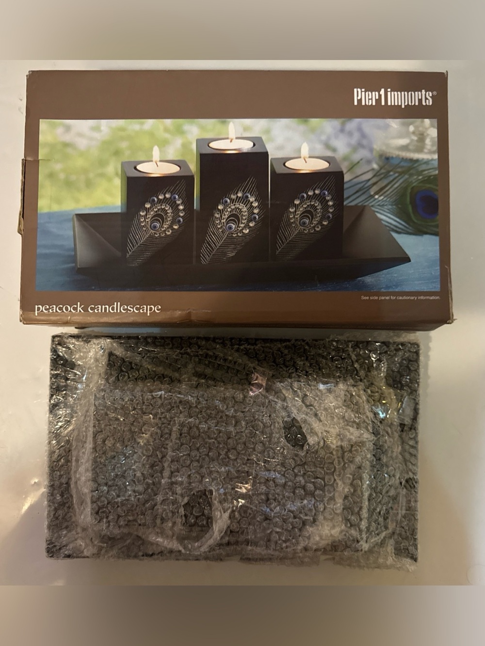 Pier One 4 Piece Peacock Candles,  Candlescape, NIB